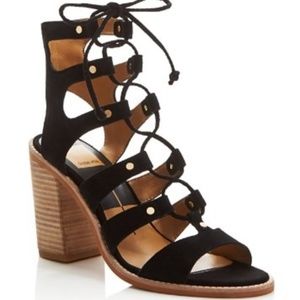 NWT Dolce Vita Black Leather Lace-Up Sandal Size 8